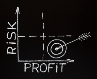 Risk and PRofit chart on blackboard