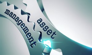 Two gears with the words asset and management