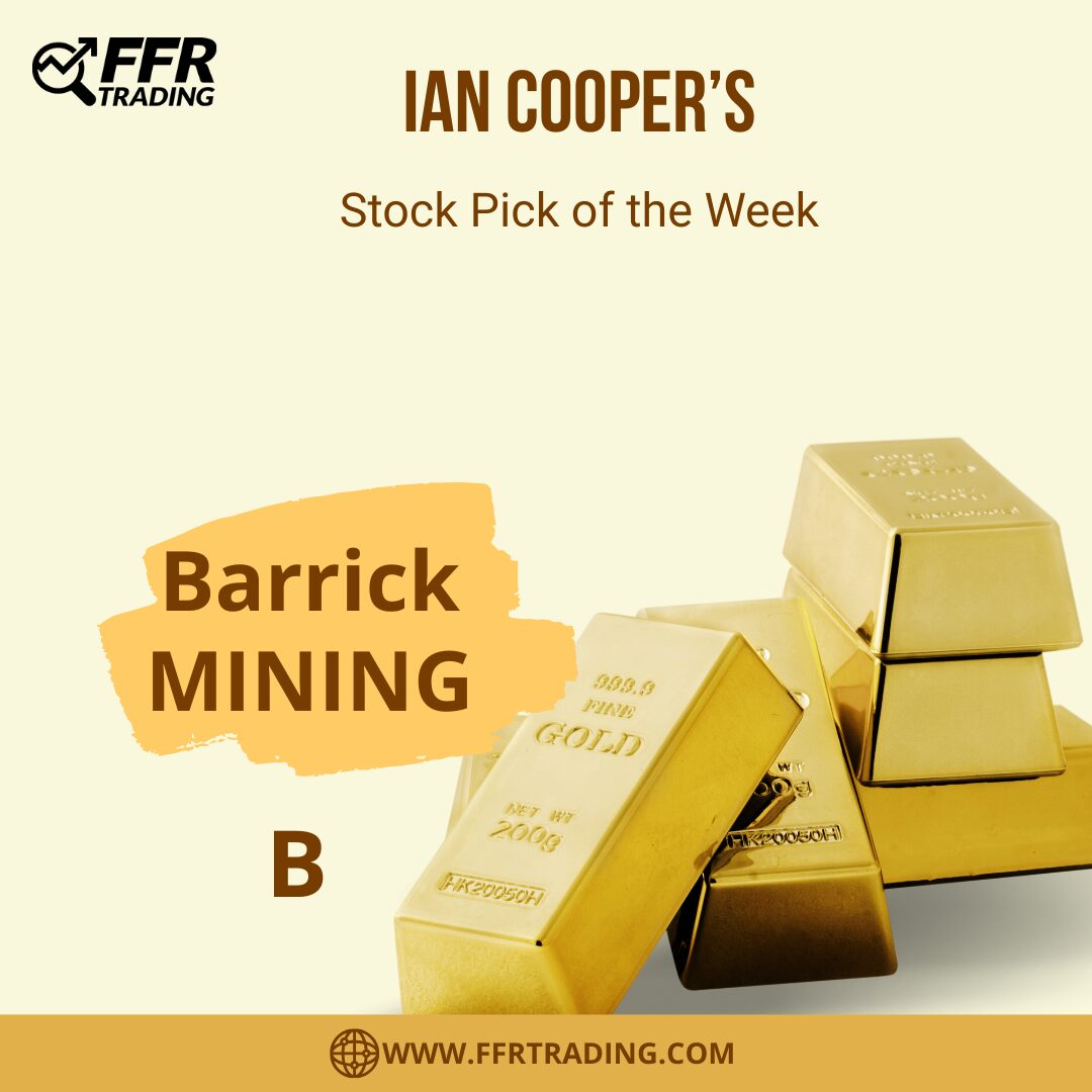 Gold price chart hitting record highs with Barrick Mining stock highlighted