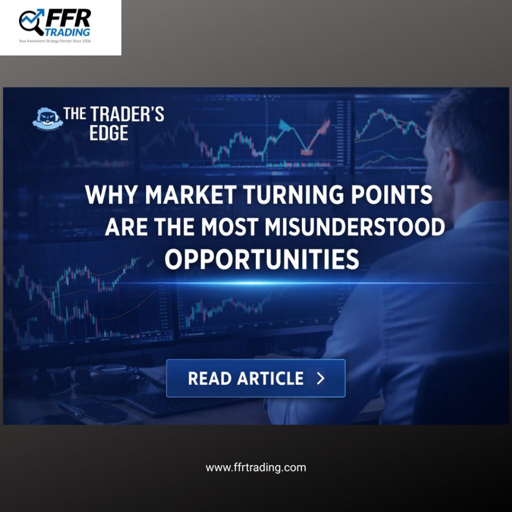 market turning points trading concept with trader analyzing charts and trend changes