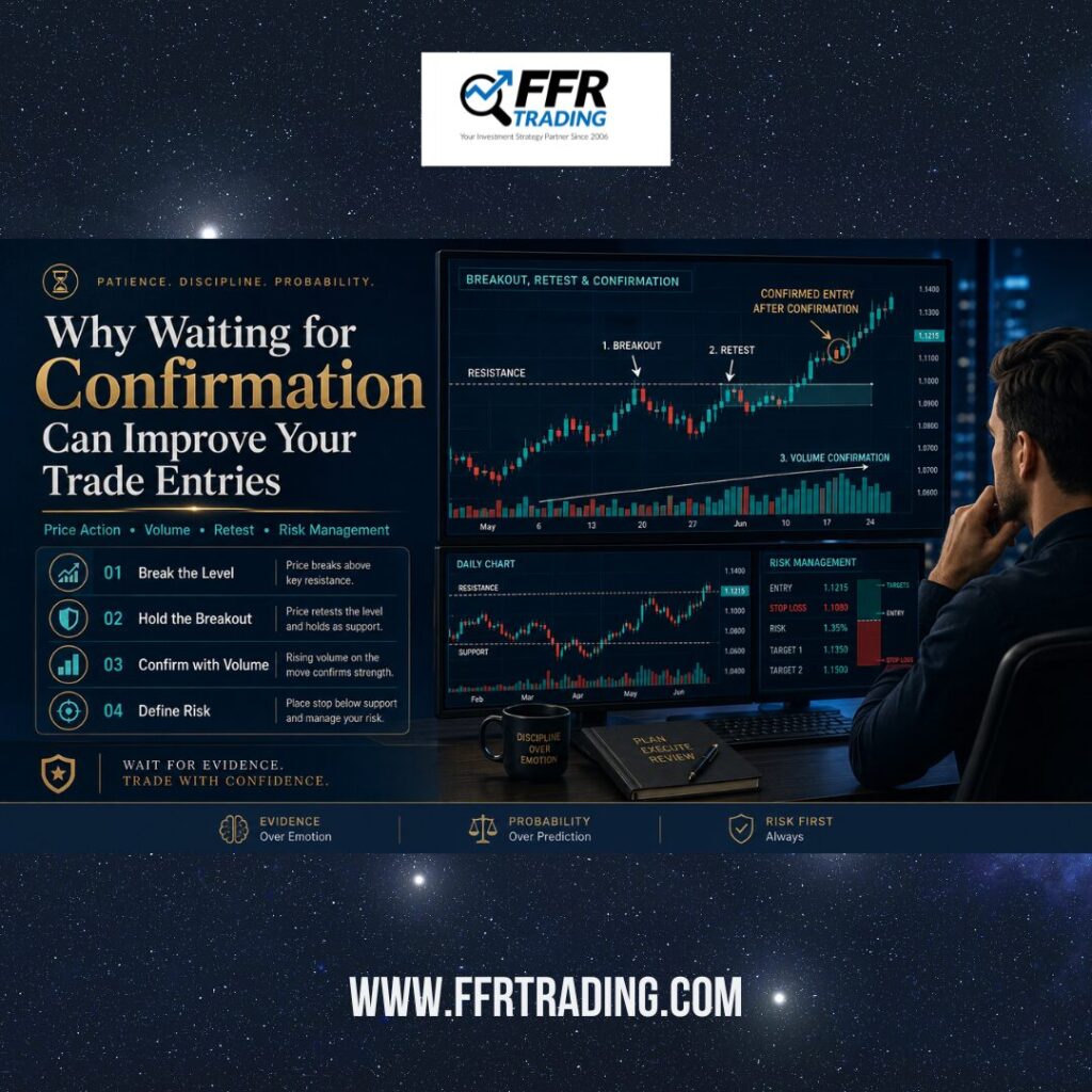 Trader waiting for trade confirmation before entering a market position