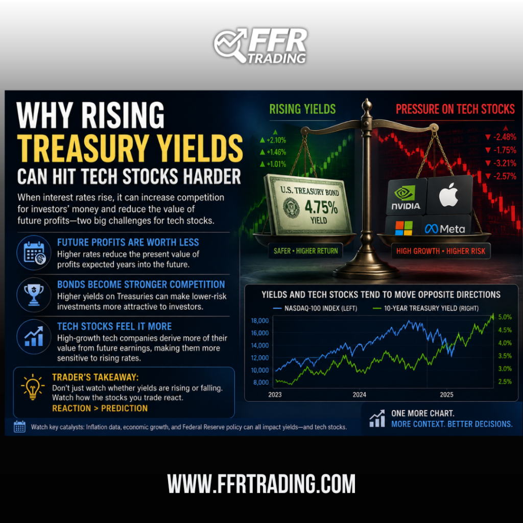Treasury yields and tech stocks showing how rising interest rates can pressure technology shares