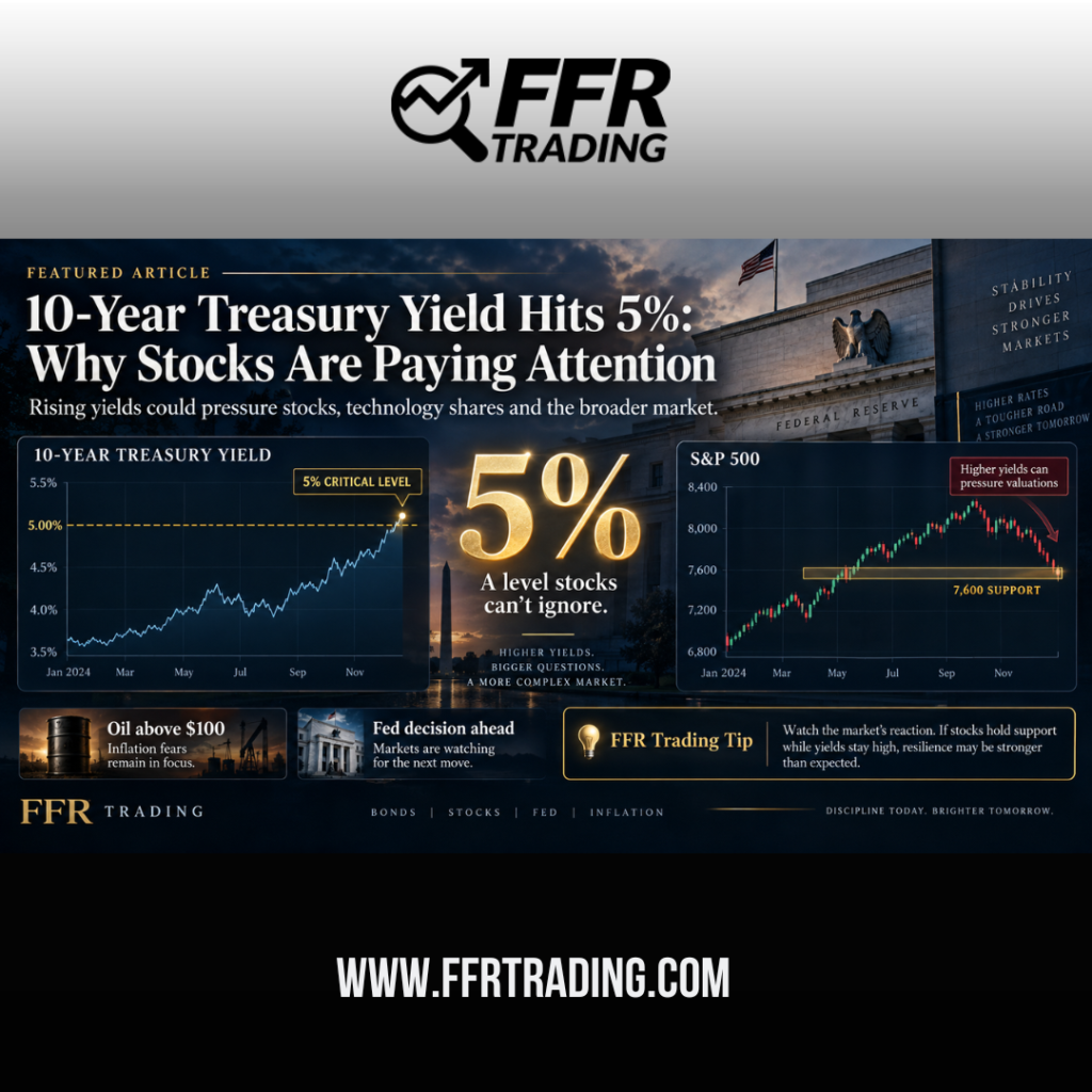 10-year Treasury yield hits 5% as rising interest rates pressure stocks and technology shares.