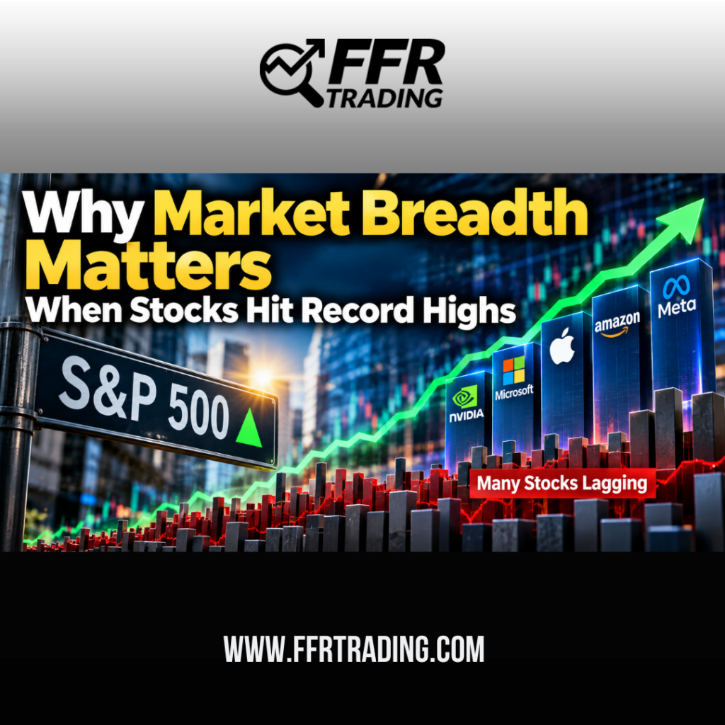 S&P 500 reaches record highs as mega-cap technology stocks lead the rally while many other stocks lag, illustrating narrow market breadth.